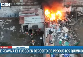 San Miguel: Se reaviva fuego en depósito de productos químicos