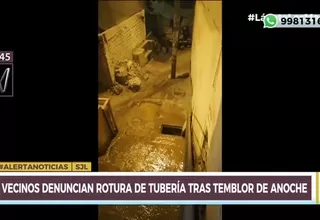 SJL: Vecinos alertaron sobre rotura de tubería tras temblor en Lima