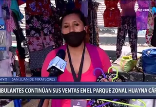 SJM: Comerciantes continúan sus ventas en el parque zonal Huayna Cápac