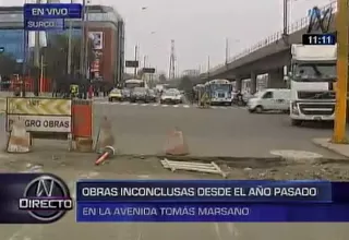 Surco: obras inconclusas de Av. Tomás Marsano generan gran congestión