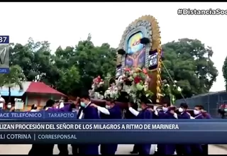Tarapoto: Realizan procesión del Señor de los Milagros pese a restricciones 
