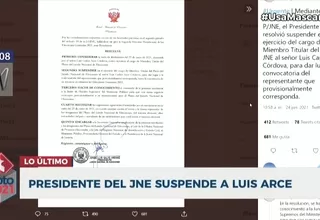 El titular del JNE suspendió a magistrado Luis Arce