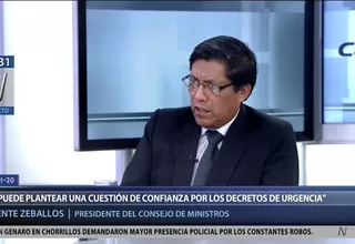 Vicente Zeballos: “Se puede plantear cuestión de confianza por Decretos de Urgencia”