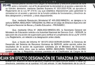 [VIDEO] Minedu deja sin efecto designación de Tarazona en Pronabec