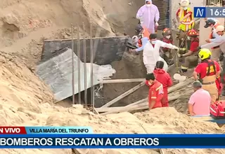 Villa María del Triunfo: Bomberos rescataron a tres obreros sepultados por cerro de arena