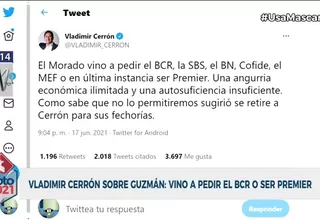 Vladimir Cerrón sobre Julio Guzmán: "Vino a pedir el BCR o ser premier"