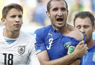 Giorgio Chiellini fingió que Luis Suárez lo mordió en el Mundial