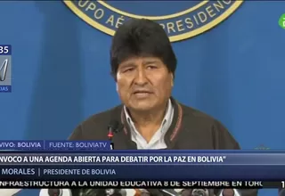 Bolivia: Evo Morales llama a la oposición al diálogo para buscar la paz