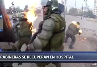 Chile: dos carabineras fueron alcanzadas por bombas molotov en violenta protesta en Santiago