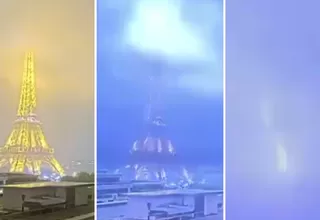 Francia: Captan momento en que un rayo impactó contra la Torre Eiffel