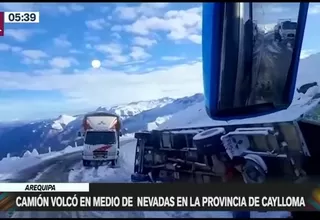 Arequipa: Camión volcó en medio de nevadas en la provincia de Caylloma