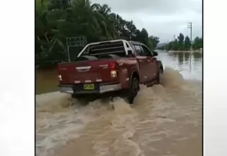 Carretera se encuentra inundada tras fuertes lluvias en Juanjui