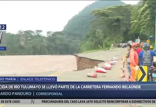 Crecida del río Tulumayo produjo colapso de parte de carretera Fernando Belaunde Terry