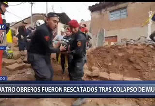 Cusco: Cuatro obreros fueron rescatados tras caída de muro