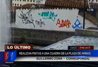 Cusco: realizan pintas en pared de plaza Bicentenario