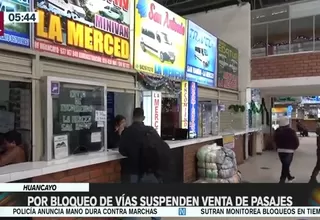 Huancayo: Por bloqueo de vías suspenden ventas de pasajes