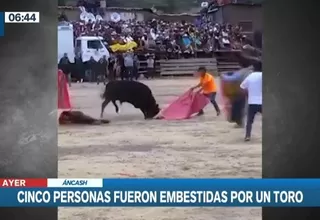 Huaraz: Cinco personas heridas tras embestida de toro en fiesta patronal