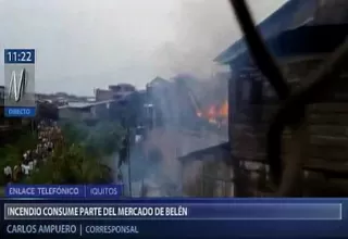 Iquitos: incendio consumió dos viviendas cerca al mercado de Belén