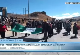 Puno: Manifestantes en la provincia de Melgar bloquean carretera y realizan paro de 48 horas