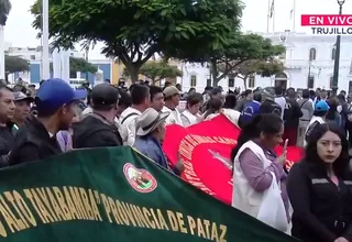Ronderos de Pataz llegan a Trujillo en protesta para exigir obras