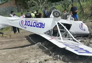 San Martín: Avioneta se despistó y volcó en una zanja antes de despegar
