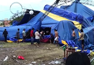 Tarapoto: carpa de circo fue seriamente afectada tras intensa lluvia torrencial
