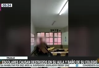 Trujillo: Escolares causan destrozos en su aula y baño de su colegio