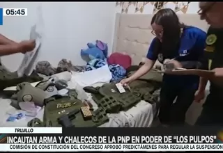 Trujillo: Incautan arma y chalecos de la PNP en poder de Los pulpos