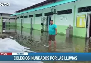 Tumbes: Aulas y patio de colegio terminaron bajo el agua tras fuertes lluvias